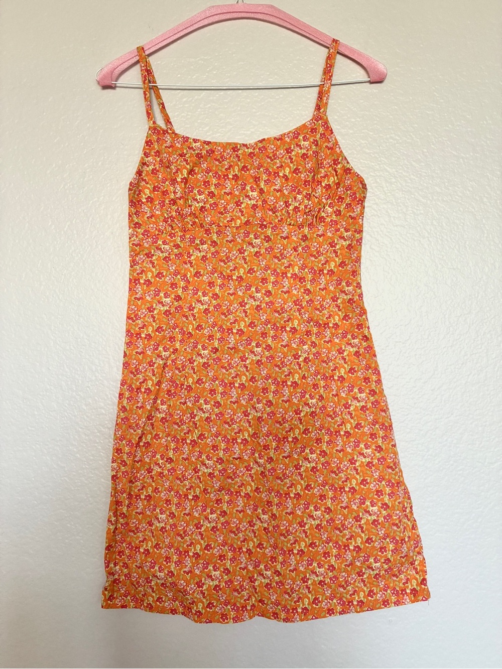 wild fable Orange Floral Spaghetti-Strap Mini Dress